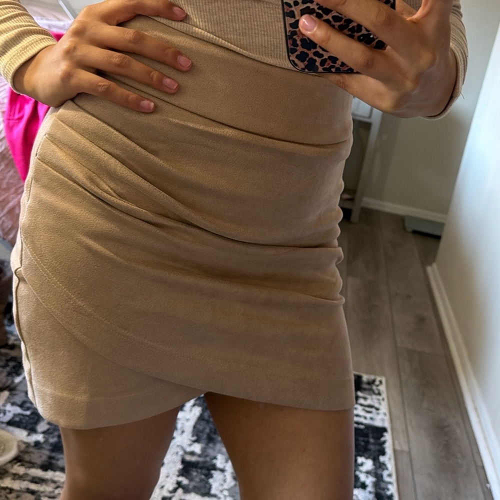 Suede Tan Women's Mini Skirt